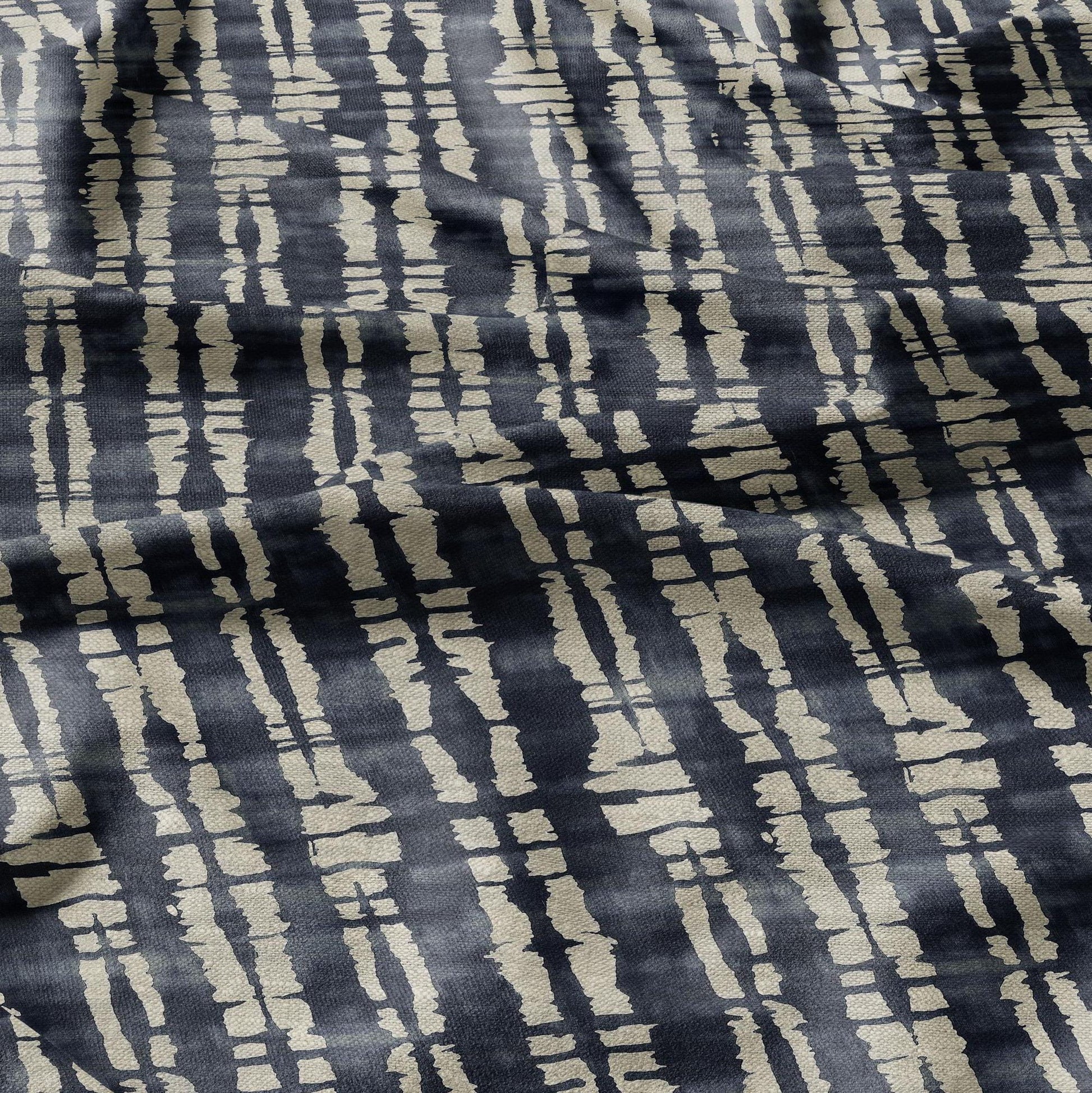 100% LINEN Fabric in indigo blue abstract print - Wabi sabi linen fabric for upholstery home decor curtains dress making pillowcases