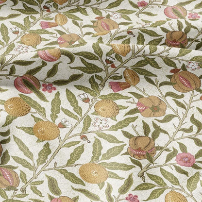 William Morris Fruits 100% LINEN Fabric - British linen floral upholstery - lemon Pomegranate home textile Victorian fabrics yellow 3173