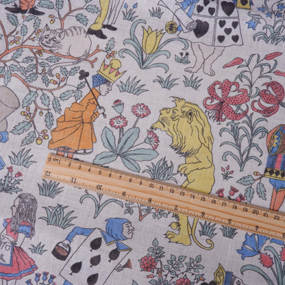 100% linen fabric - Alice in Wonderland by Voysey - Victorian Art crafts - Historical pattern for upholstery dress making 2984