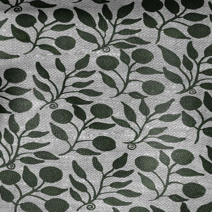 100% LINEN Fabric William Morris Rosehip green gray - oatmeal linen fabric with botanical print - Victorian Art Craft Historical 3296