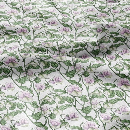 100% LINEN Sweet PEA Art and Crafts Fabric -  flax linen fabric botanical floral for cushion curtains dress making