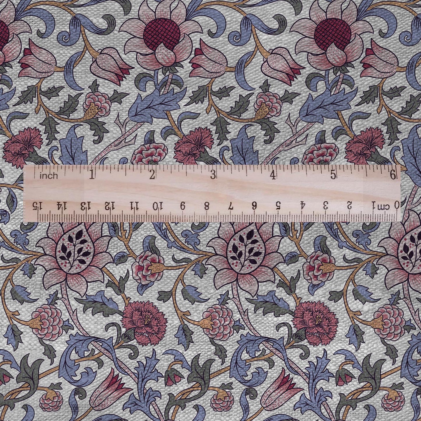100% linen fabric William Morris Evenlode pink print - Victorian Art crafts - Historical pattern fabric upholstery dress making 2529