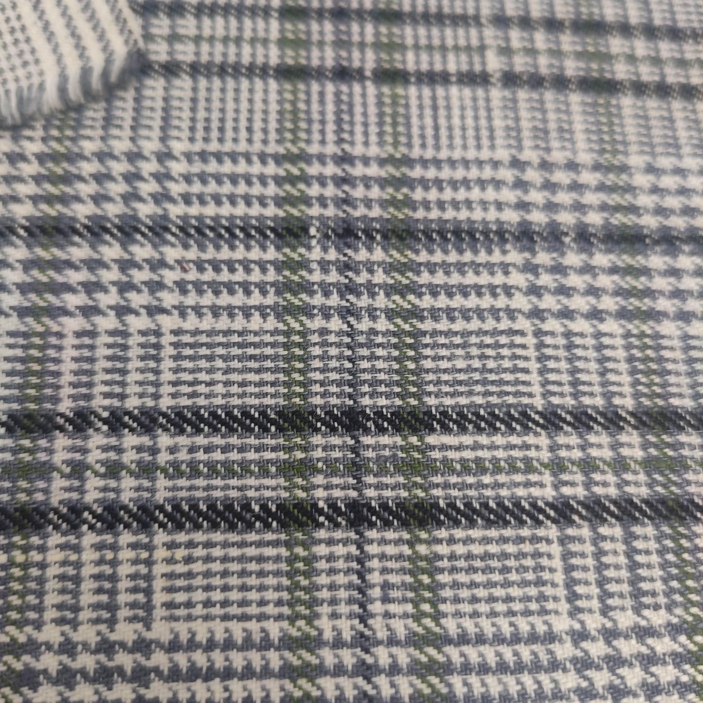 Premium Linen Gingham Fabric in green gray white |  multicolor check T114