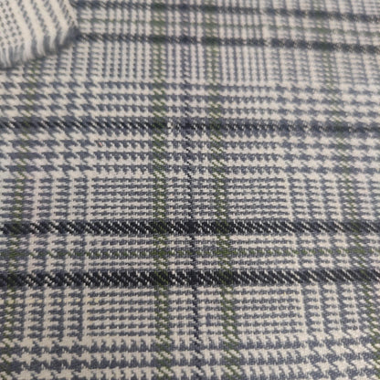 Premium Linen Gingham Fabric in green gray white |  multicolor check T114