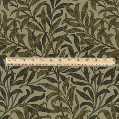 William Morris Willow Bough dark khaki print 100% LINEN Fabric - British linen floral upholstery home textile Victorian fabrics 3203
