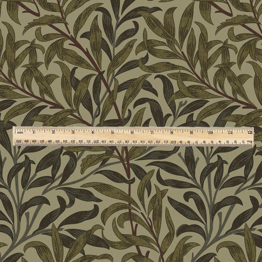 William Morris Willow Bough dark khaki print 100% LINEN Fabric - British linen floral upholstery home textile Victorian fabrics 3203