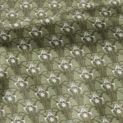100% linen Iris prints fabric for Curtain Upholstery Cushion - wildflower Art deco flower print fabric for dress making sewing