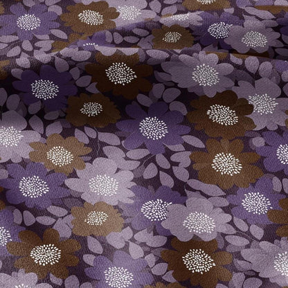 100% LINEN Fabric Modern purple flower - botanical floral - heavy linen fabric for upholstery home decor 3107