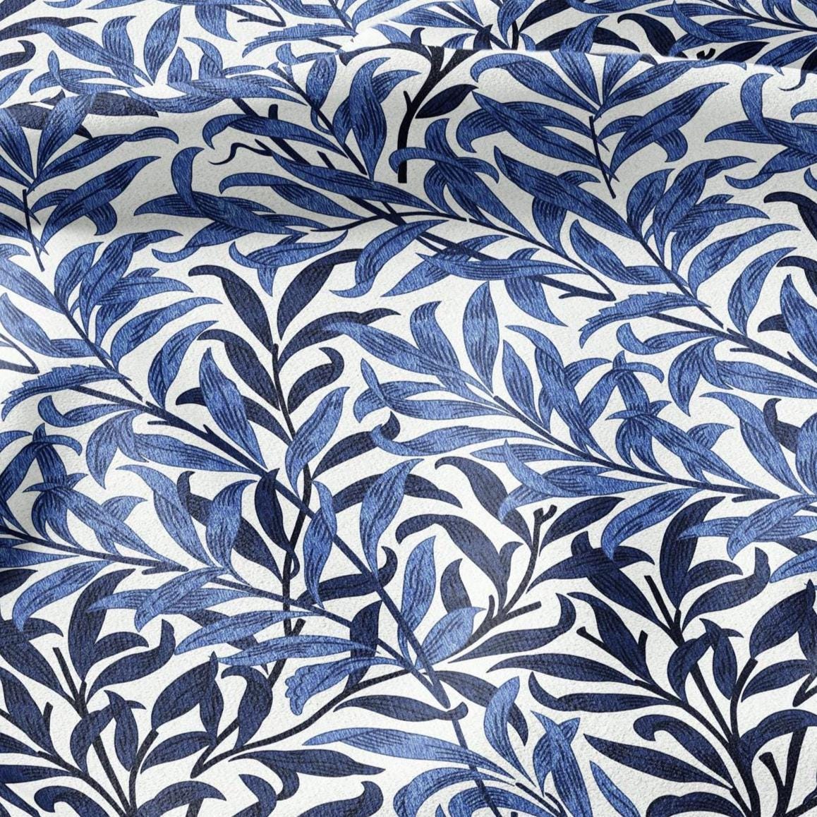 William Morris Willow Bough blue 100% LINEN Fabric - British linen floral upholstery home textile Victorian fabrics 3212