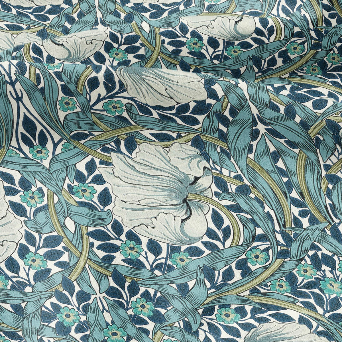 100% LINEN fabric - William Morris Pimpernel mineral - British Victorian flax - sewing upholstery home decor or clothing 3828
