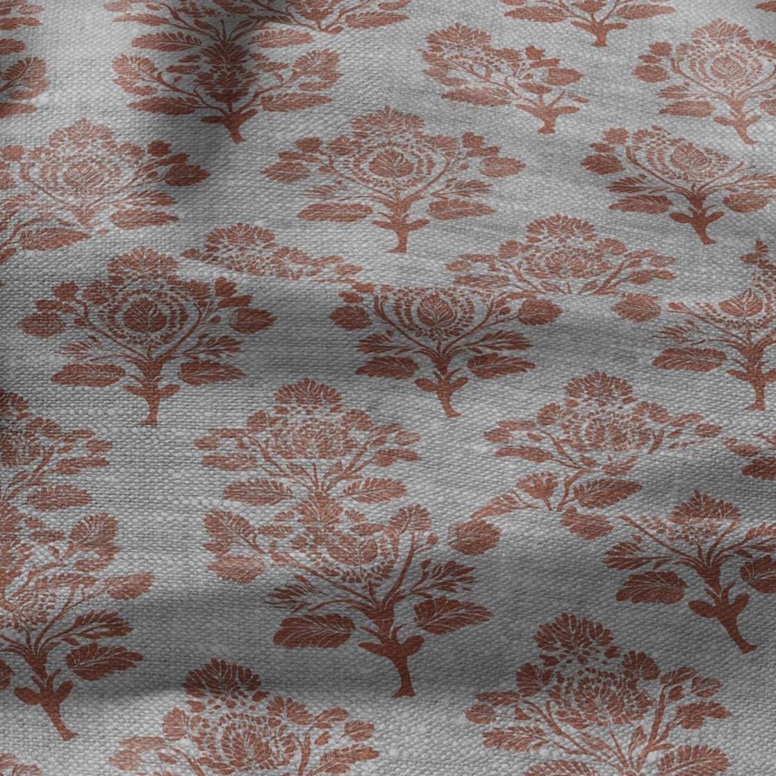 100% LINEN Fabric Pink block print - Heritage indian block print on linen print upholstery curtains dress making