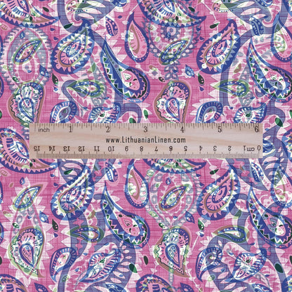 100% linen Vintage Brown Paisley Print fabric for Curtain Upholstery Cushion - Vintage Indian block print fabric for dress making sewing