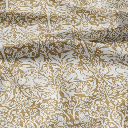 William Morris Brer rabbit yellow print 100% LINEN Fabric - British linen floral upholstery home textile Victorian fabrics 3012