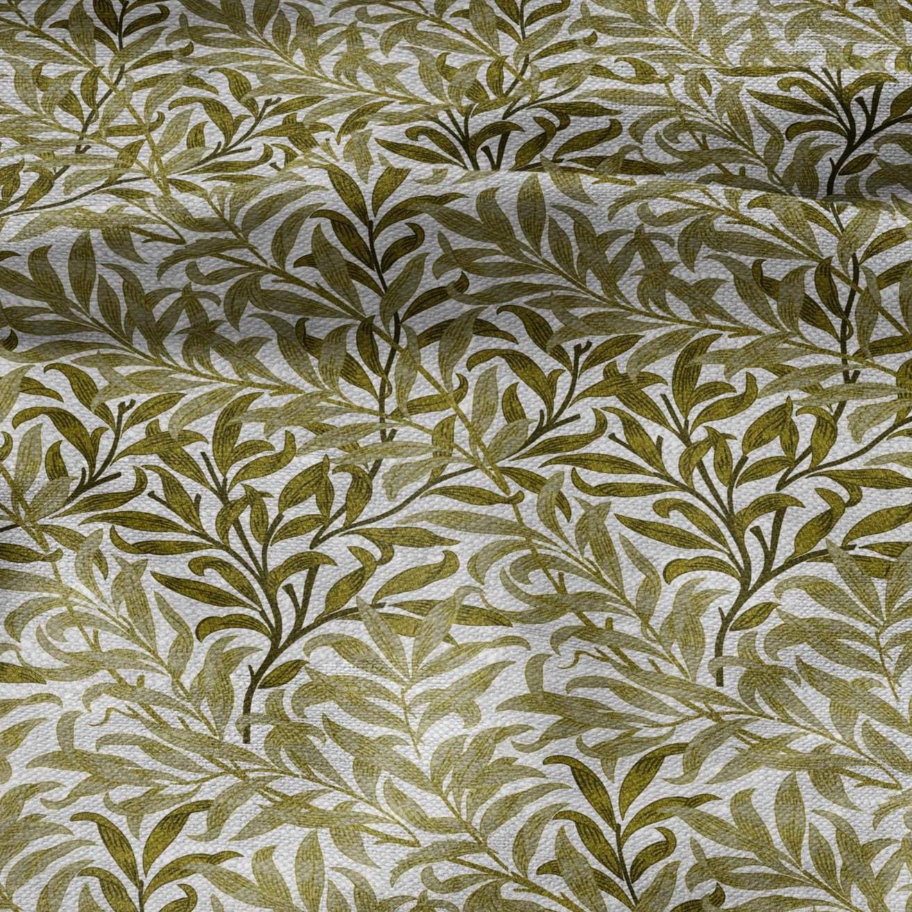 100% LINEN Fabric William Morris Bough Willow - oatmeal natur linen fabric with botanical print - Victorian Art Craft Historical 3177
