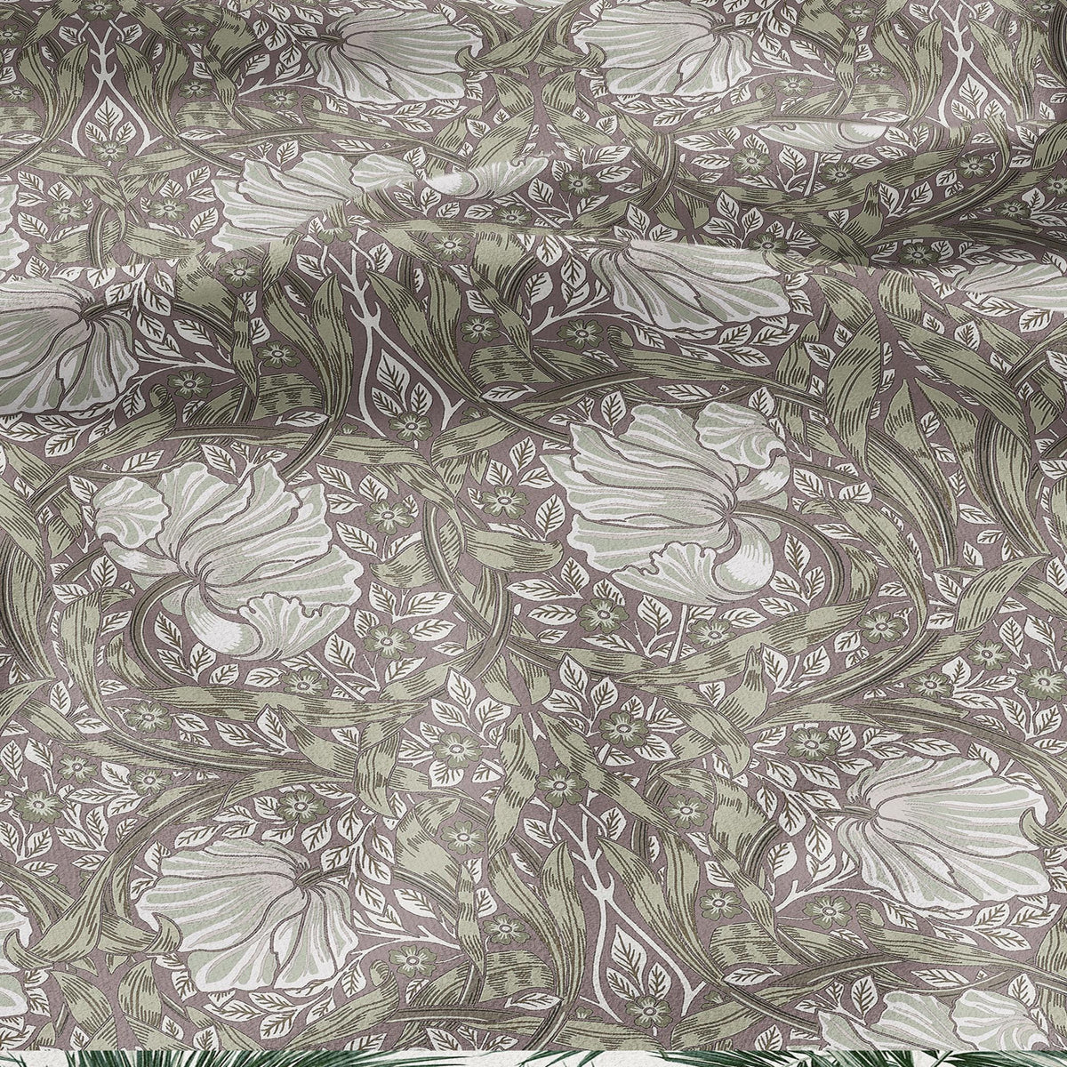 100% LINEN fabric - William Morris Pimpernel beige sage green - British Victorian flax - sewing upholstery home decor or clothing 3806
