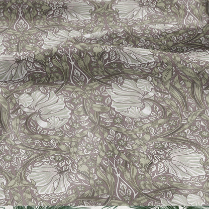 100% LINEN fabric - William Morris Pimpernel beige sage green - British Victorian flax - sewing upholstery home decor or clothing 3806