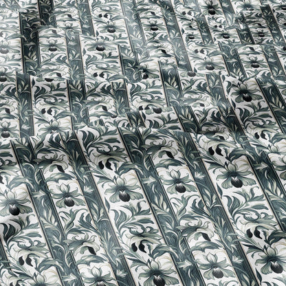 100% LINEN Fabric Art deco floral - narcissus botanical linen Fabric for upholstery dressmaking curtains home textile Art Nouveau
