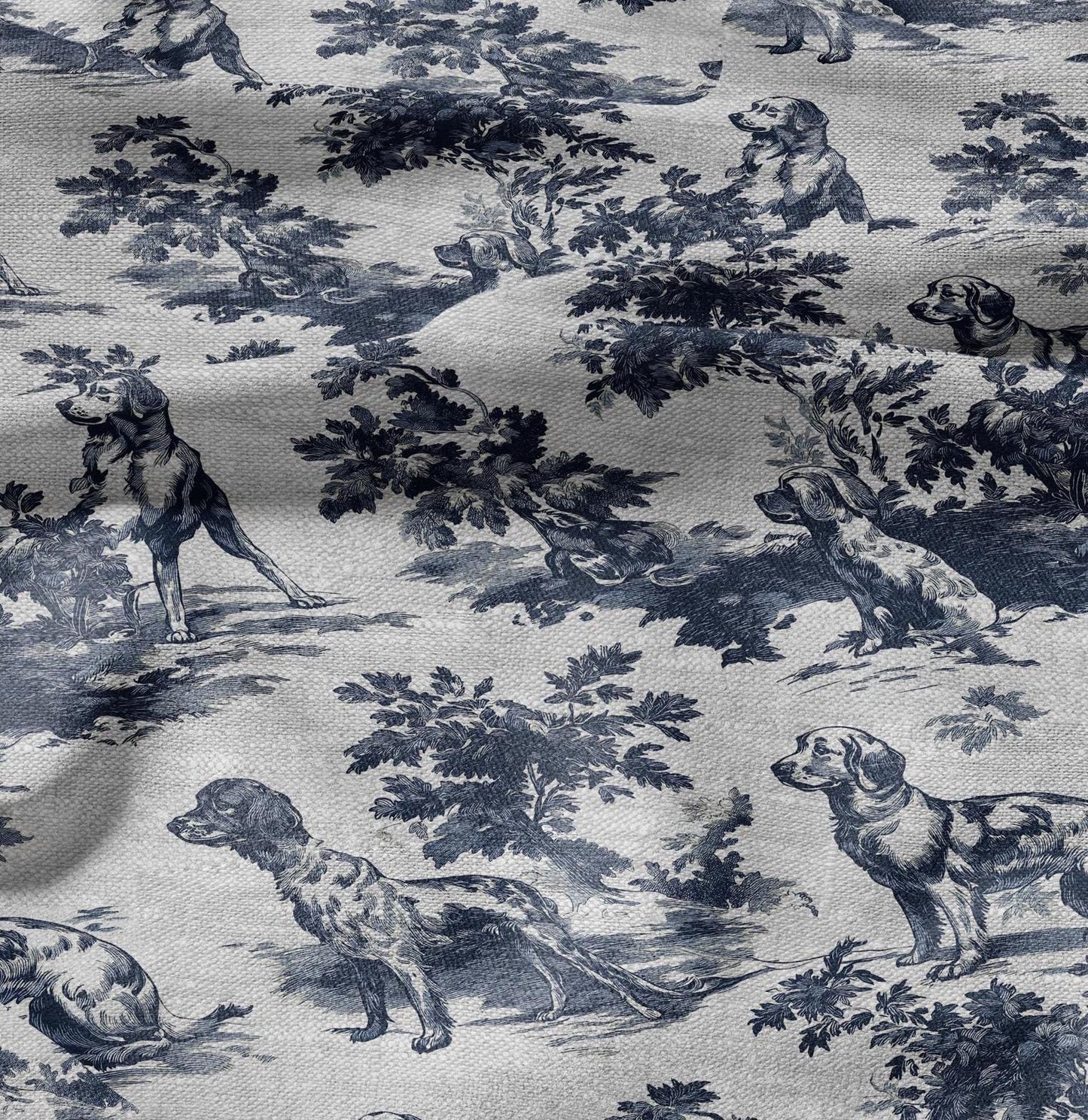 100% LINEN Fabric Toile de jouy Dog - linen Fabric by the Yard by LithuanianLinen for upholstery dressmaking curtains home textile