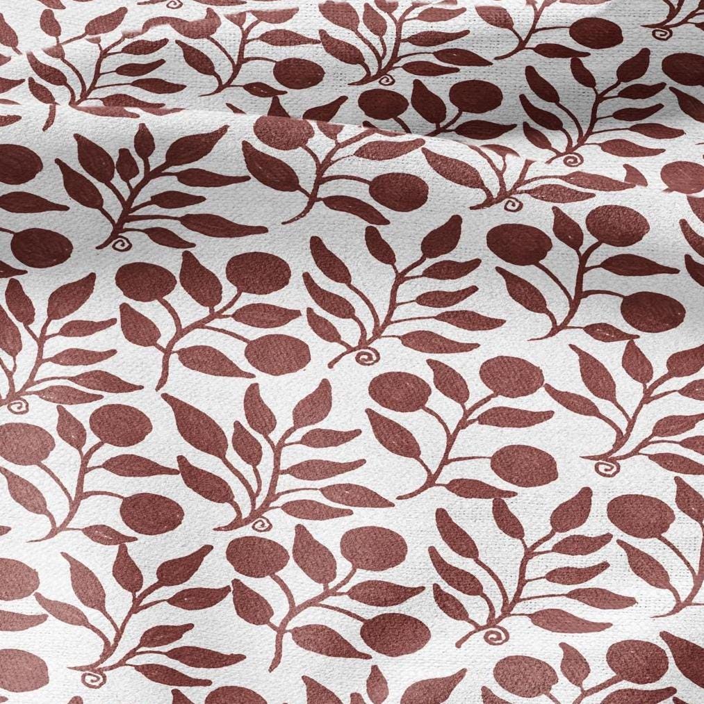 100% LINEN Fabric William Morris Rosehip red print - British linen floral upholstery home textile Victorian fabrics 3287