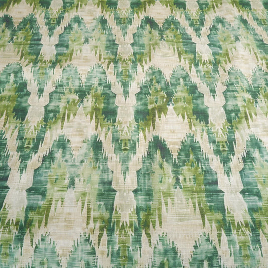 100% LINEN Fabric Abstract zigag WabiSabi - green print on linen japandi wabi sabi linen print 2087