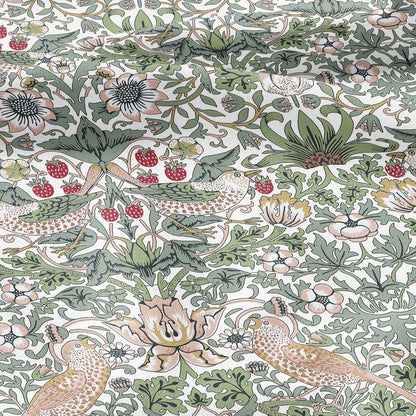 100% LINEN fabric - William Morris Strawberry thief white - British Victorian Art Craft flax - sewing home decor or clothing 3865
