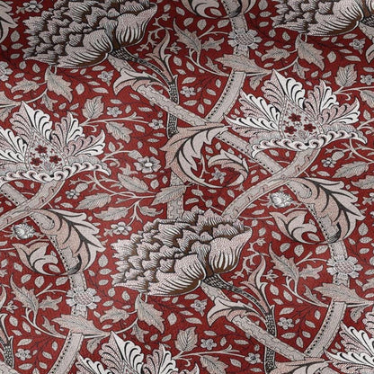 William Morris Windrush red print on 100% LINEN - Victorian Art crafts linen Fabric - botanical Historical upholstery home textile