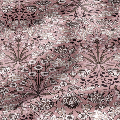 100% LINEN Fabric William Morris Hyacinth pink print - British linen floral upholstery home textile Victorian fabrics navy blue 3252