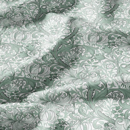 William Morris Golden Lily sage green 100% LINEN Fabric - British linen floral upholstery home textile Victorian fabrics 3234