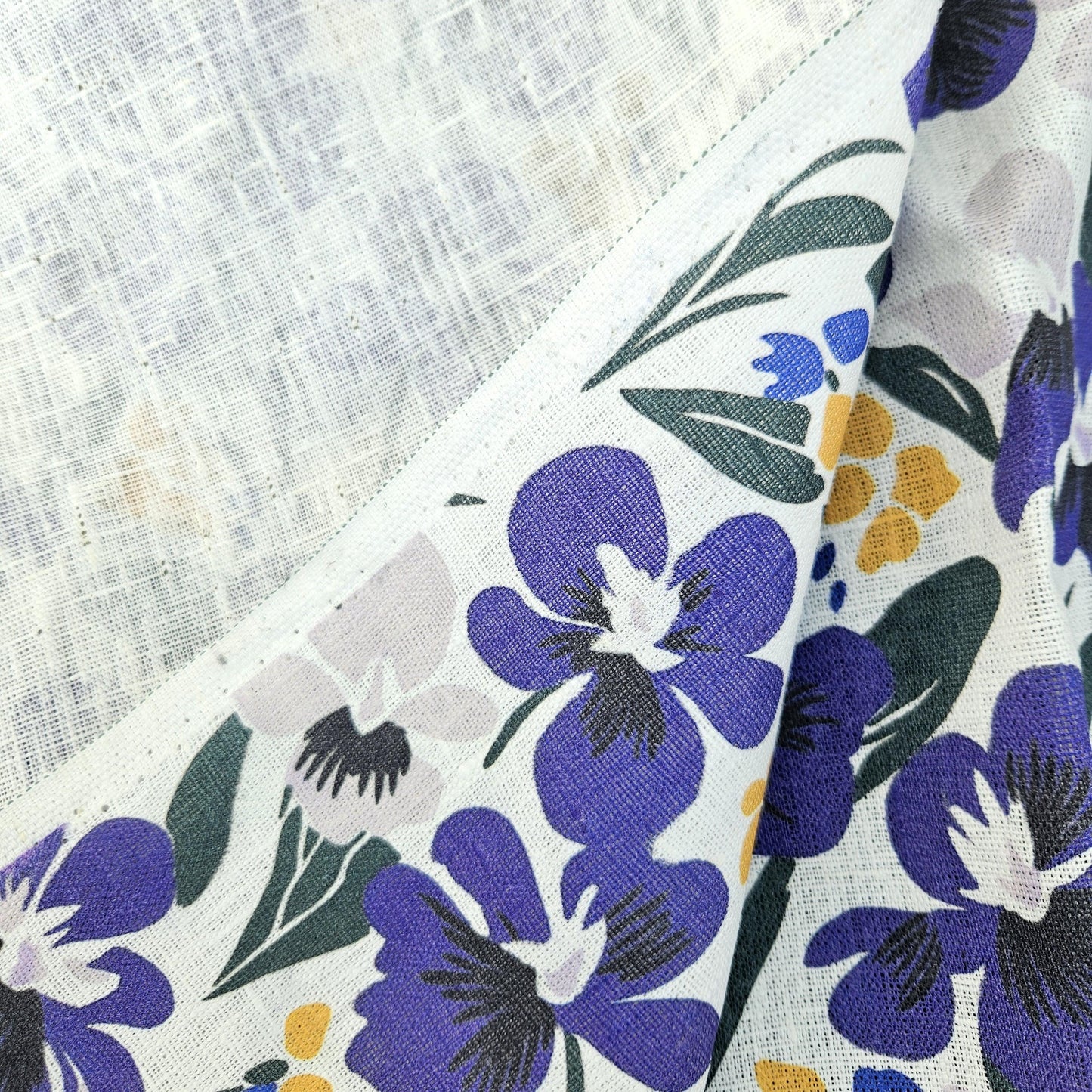 100% LINEN Fabric purple floral print - heavy linen fabric with dark purple print for upholstery home decor curtains dress making 2265