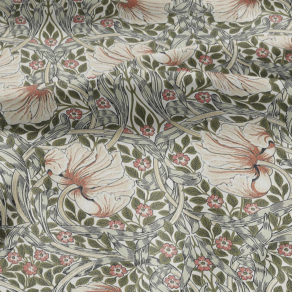 100% LINEN fabric - William Morris Pimpernel rose - British Victorian Art Craft flax - sewing upholstery home decor or clothing 3836