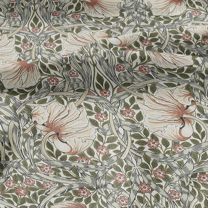 100% LINEN fabric - William Morris Pimpernel rose - British Victorian Art Craft flax - sewing upholstery home decor or clothing 3836