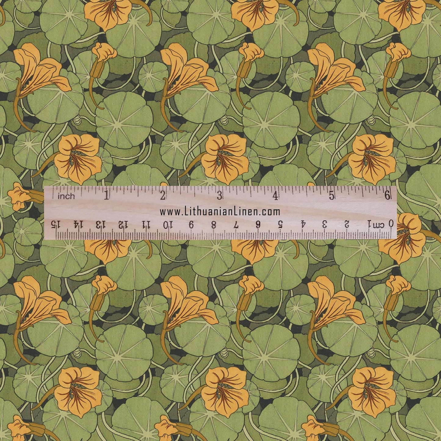 100% linen Nasturtium prints fabric for Curtain Upholstery Cushion - Art deco orange flower print fabric for dress making sewing