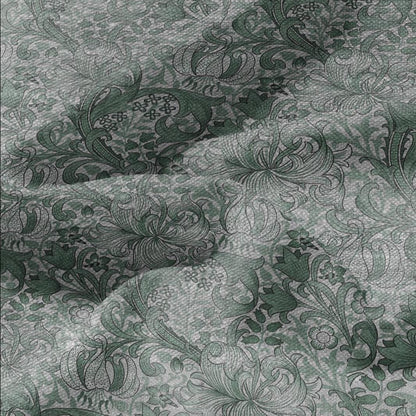 100% LINEN Fabric William Morris Golden Lily sage green - oatmeal linen botanical print - Victorian Art Craft Historical green gray 3234