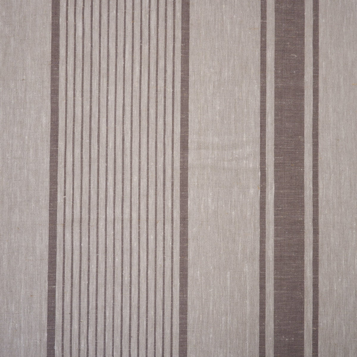 French Natural Linen Fabric with Grey Stripes , 100% linen Classic Textile for Home Decor and Crafts, Not Softened Heavyweight Linen Fabric.