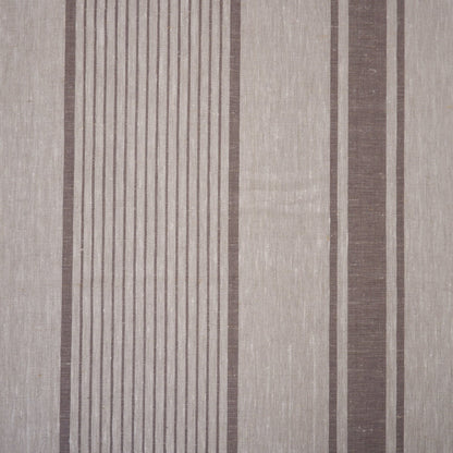 French Natural Linen Fabric with Grey Stripes , 100% linen Classic Textile for Home Decor and Crafts, Not Softened Heavyweight Linen Fabric.
