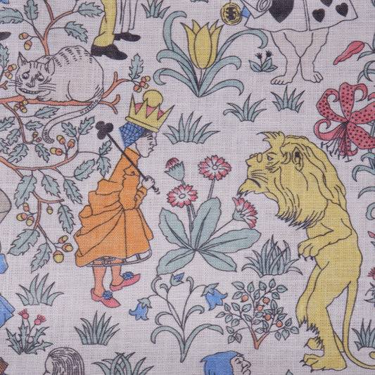 100% linen fabric - Alice in Wonderland by Voysey - Victorian Art crafts - Historical pattern for upholstery dress making 2984