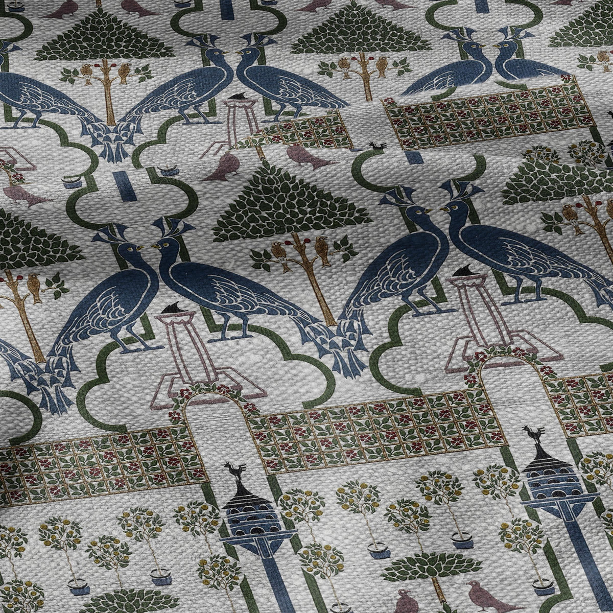 100% linen fabric - The Squire's Garden by Voysey - Victorian Art crafts - Historical pattern home decor dress making 3621