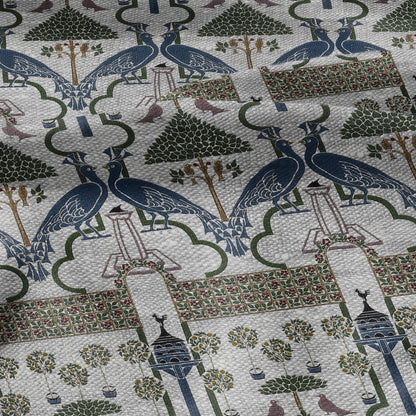 100% linen fabric - The Squire's Garden by Voysey - Victorian Art crafts - Historical pattern home decor dress making 3621