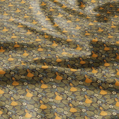 100% linen Squash prints fabric for Curtain Upholstery Cushion - Art deco flower print fabric for dress making sewing