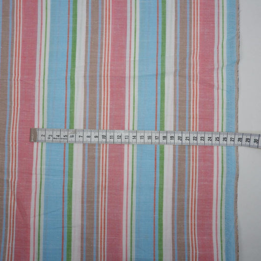 Premium Linen striped Fabric in blush pink BLUE white | Medium weight multicolor stripes Lisbon Stripe for clothing home textile