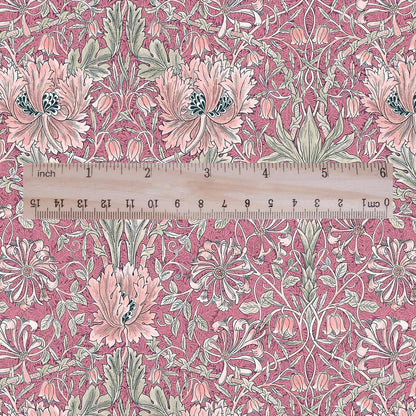 100% linen fabric William Morris Honeysuckle pink print - Victorian Art crafts - Historical pattern fabric upholstery dress making 3300