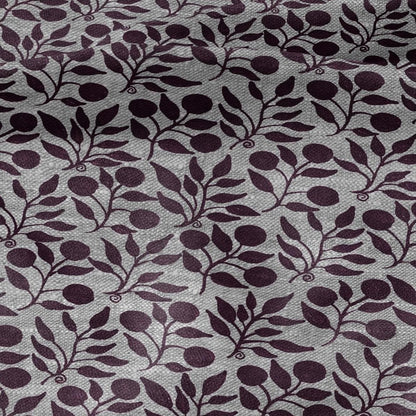 100% LINEN Fabric William Morris Rosehip burgundy gray - oatmeal linen fabric with botanical print - Victorian Art Craft Historical 3291