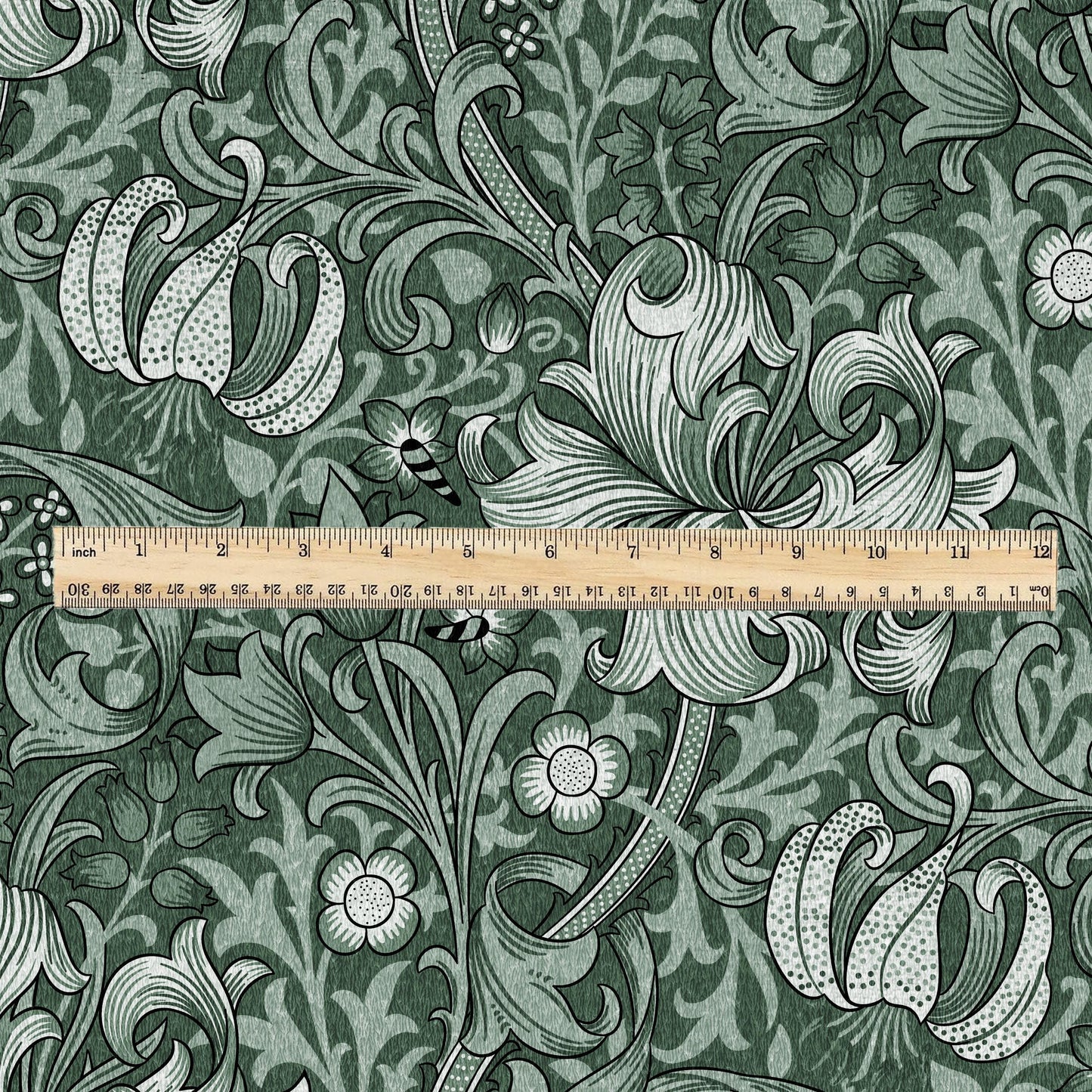 William Morris Golden Lily green 100% LINEN Fabric - British linen floral upholstery home textile Victorian fabrics 3221