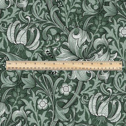 William Morris Golden Lily green 100% LINEN Fabric - British linen floral upholstery home textile Victorian fabrics 3221
