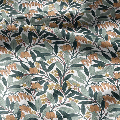 100% linen fabric Bleeding Hearts print - Vintage modern floral botanical pattern 3391