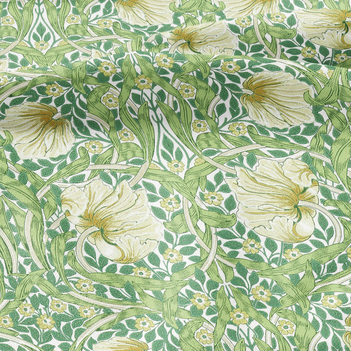 100% LINEN fabric - William Morris Pimpernel leave green - British Victorian Art Craft flax - sewing upholstery home decor or clothing 3812