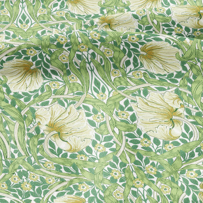 100% LINEN fabric - William Morris Pimpernel leave green - British Victorian Art Craft flax - sewing upholstery home decor or clothing 3812