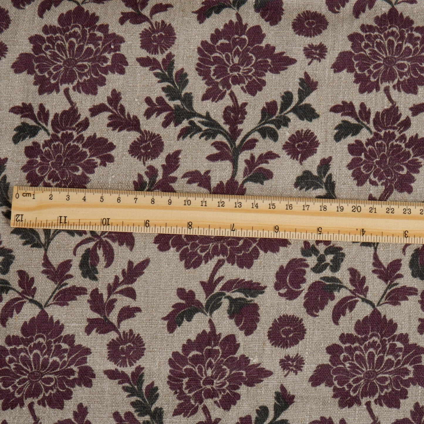 100% linen Retro Maroon flower Print fabric for Curtain Upholstery Cushion - Floral  - for dress making sewing 2262