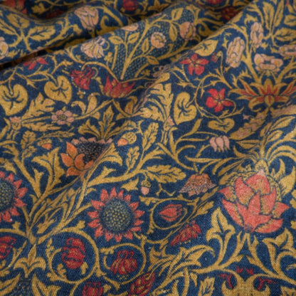 William Morris SUNFLOWER Blue tapestry 100% LINEN Fabric, British design linen floral upholstery home textile Victorian fabrics 2108
