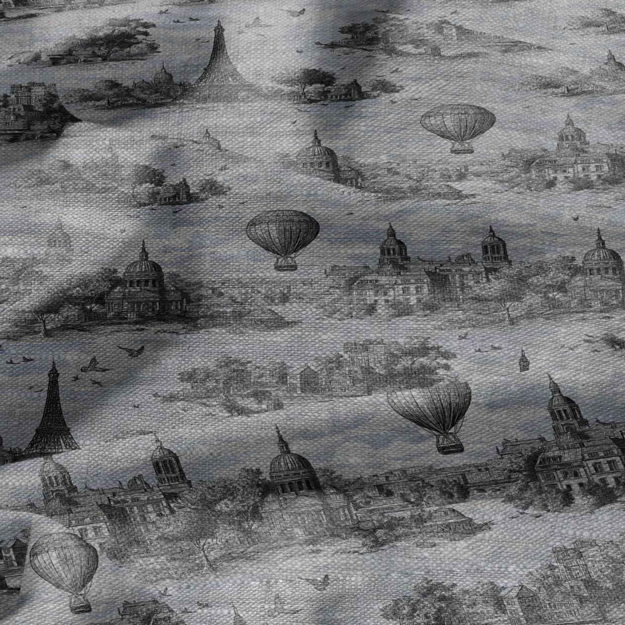 100% LINEN Fabric printToile de jouy Paris - oatmeal linen fabric with landscape print - heavy for home decor clothing 2759